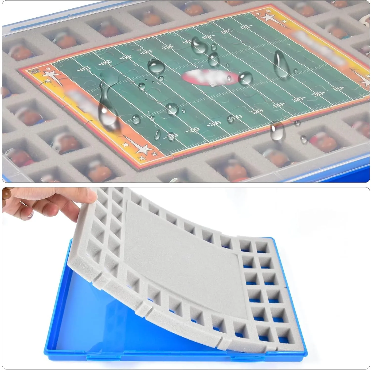 Toys Collector Box Compatible with Teenymates for Party Animal Football Baseball Basketball Hockey Series Mini Figures, Storage Organizer for Blind Bags Set Mystery Pack (Case Only) -Blue