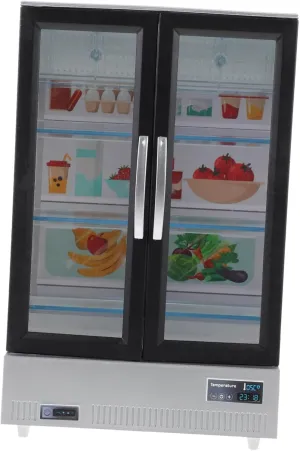 Toyvian Miniature Dollhouse Fridge Model Grey Double Door Refrigerator Decoration for House Scenes and Desktop Use Lightweight and Compact Design