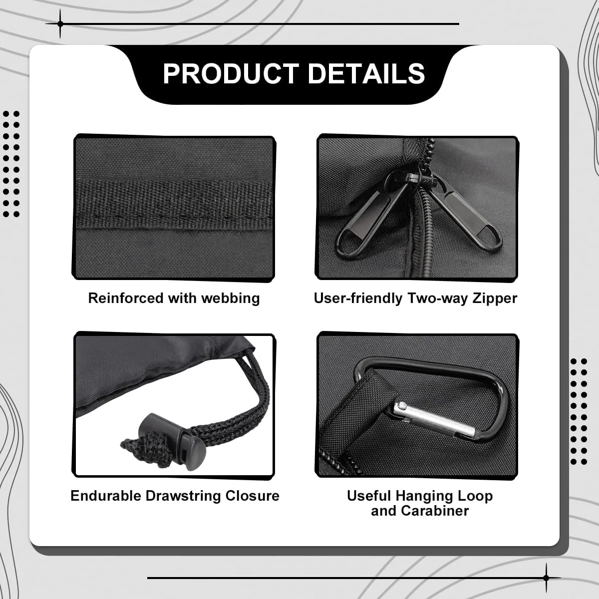 Travel Laundry bags, Dirty Clothes Travel Bag with Handles, Portable Small laundry Sack for Travelling, Suitcase, Gym, Camping (Black | 2 Pack)