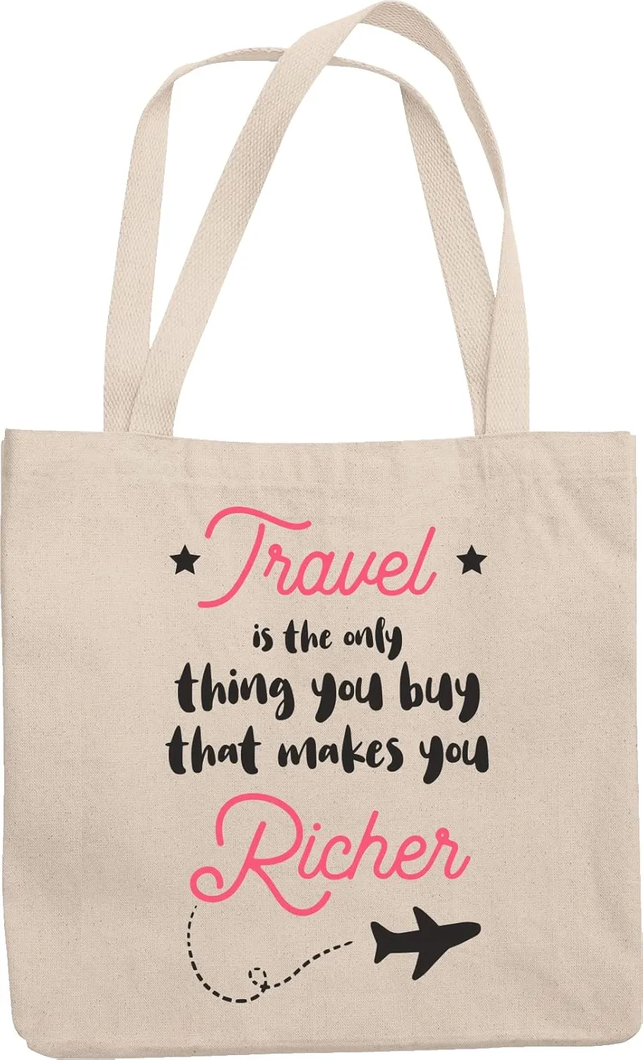 Travel Makes You Richer Inspirational Reusable Tote Bag for Travelers