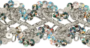 Trims by the Yard Sharon Scallop Edge Sequin Braid Trim, Silver (20 Yard Cut)