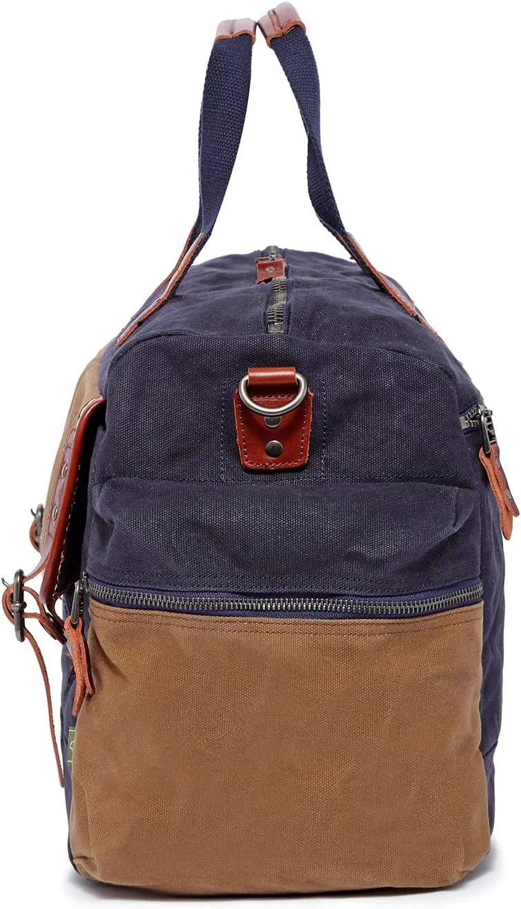 TSD Brand Stone Creek Waxed Canvas Duffel Bag (Navy)