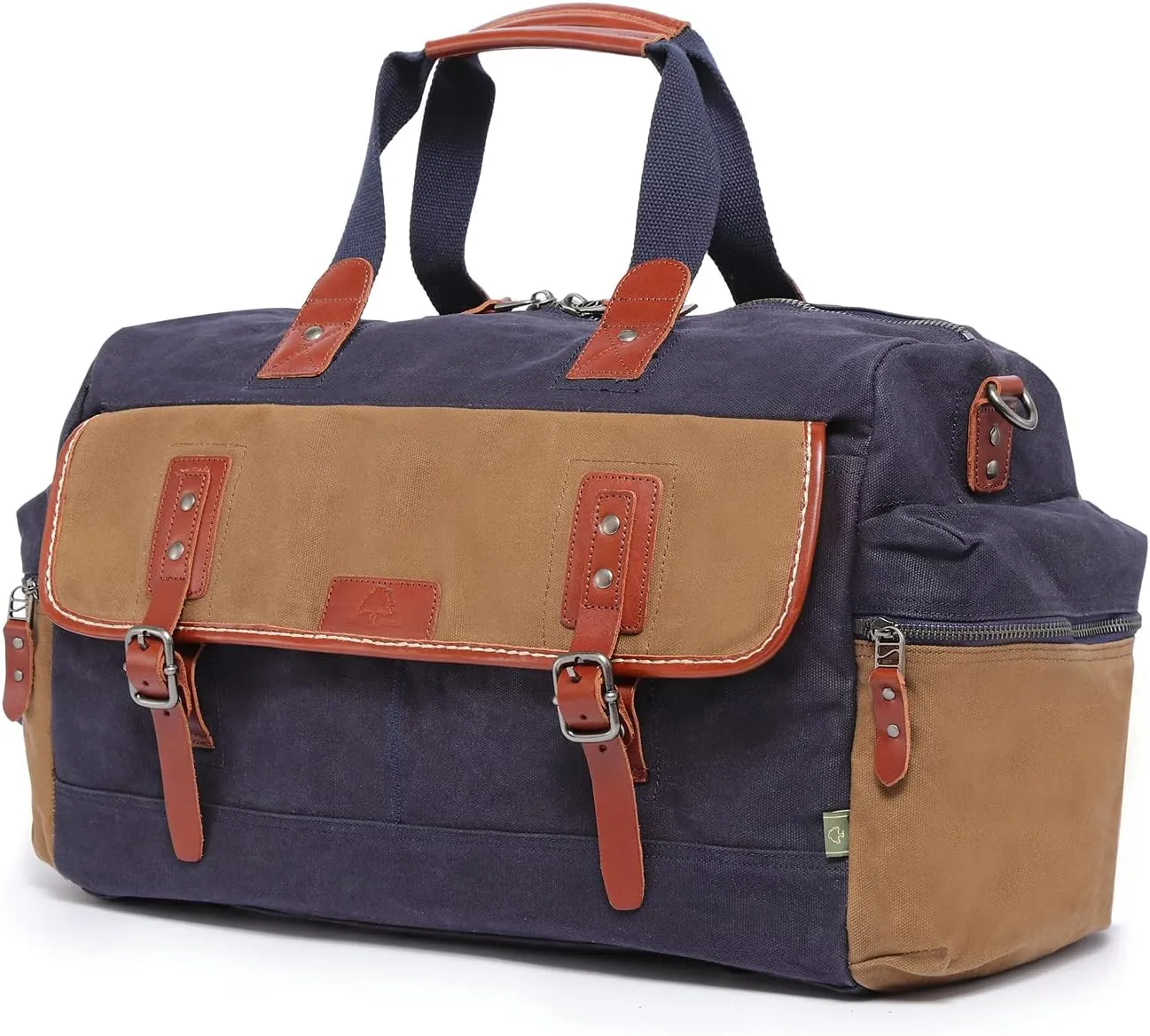 TSD Brand Stone Creek Waxed Canvas Duffel Bag (Navy)