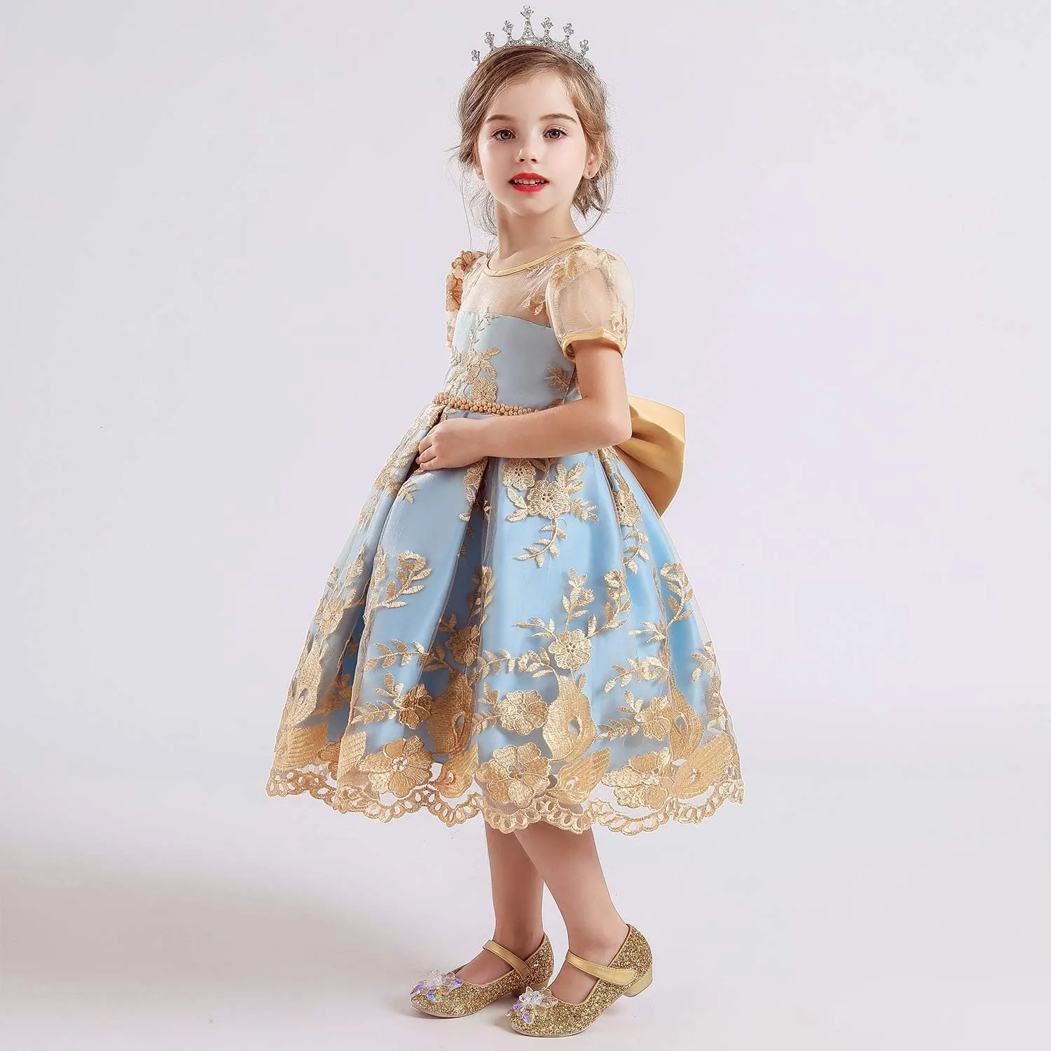 TTYAOVO Flower Girl Dress Princess Birthday Party Wedding Gown