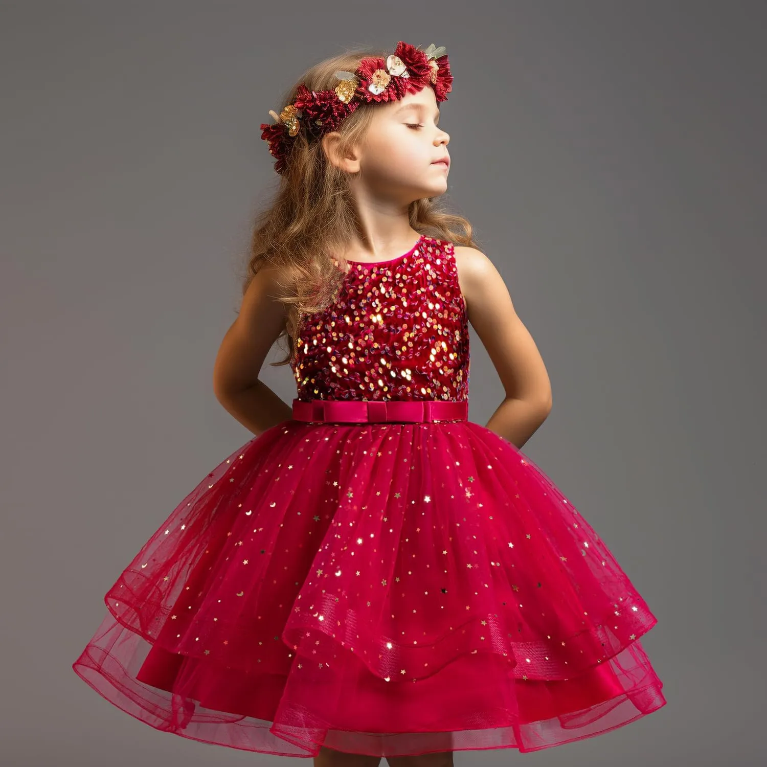 TTYAOVO Flower Girl Dress Princess Birthday Party Wedding Gown