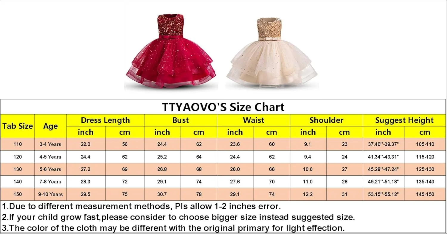 TTYAOVO Flower Girl Dress Princess Birthday Party Wedding Gown