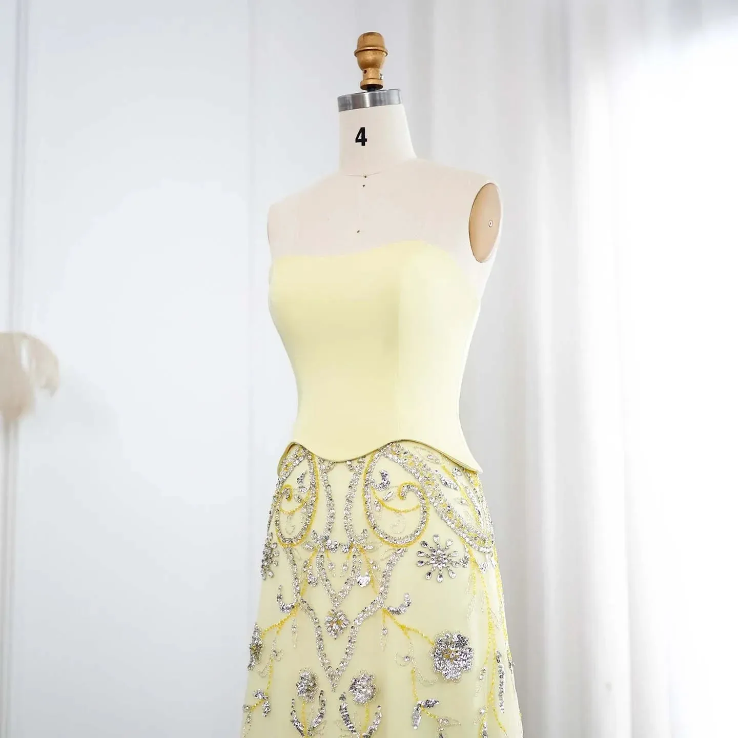 Tulle Strapless Sequined Evening Dress
