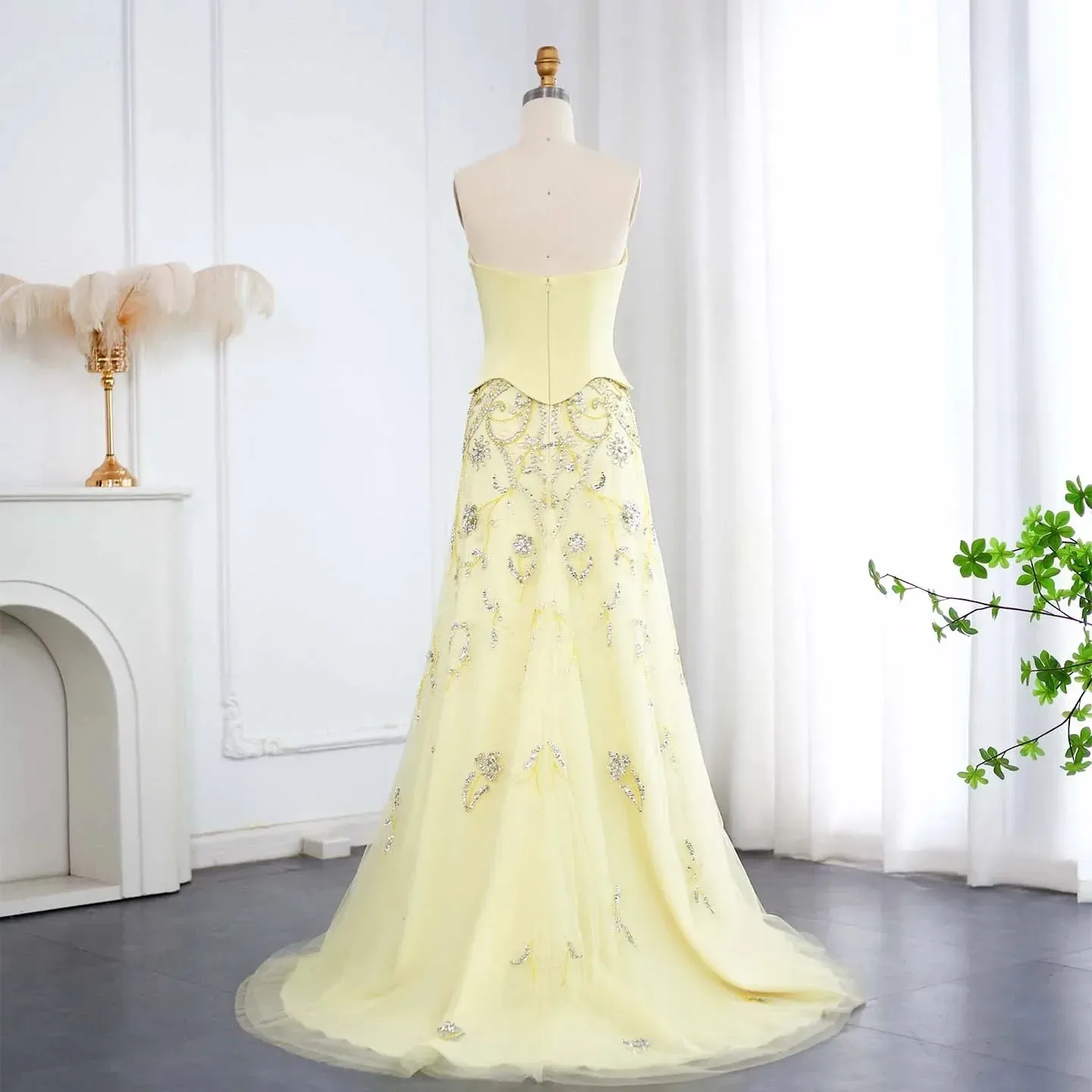 Tulle Strapless Sequined Evening Dress