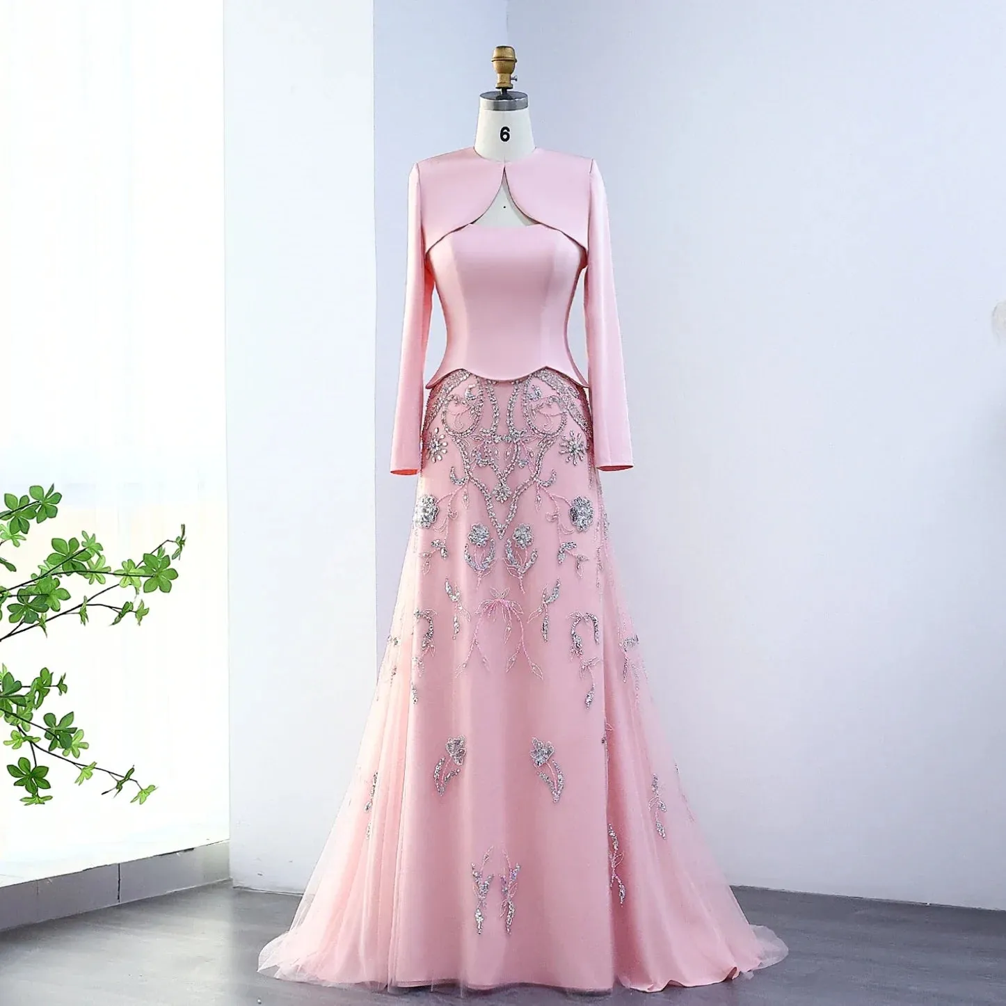 Tulle Strapless Sequined Evening Dress