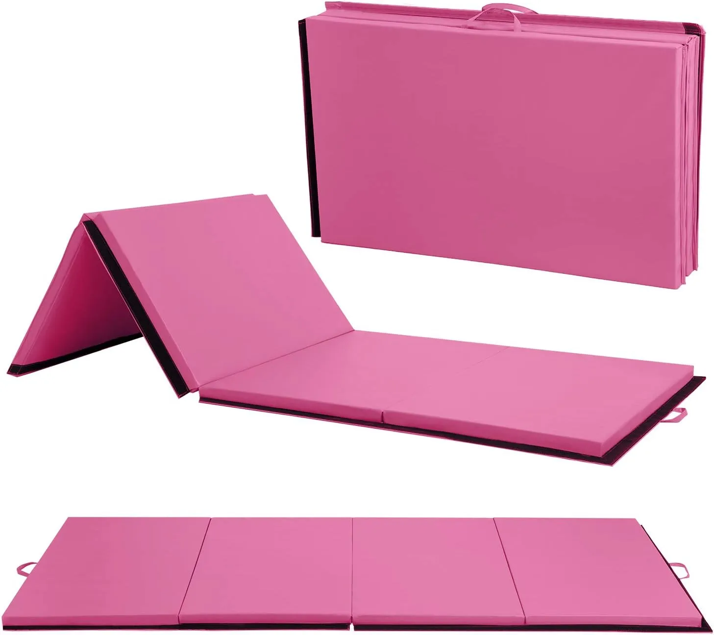 Tumbling Mats Gymnastics Tumbling Foldable Mats Foldable Yoga Mat Thick PU Leather Exercise Mat With Carrying Handles for home Workout outdoor Gymnastics Yoga Pilates