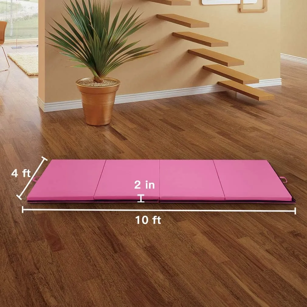 Tumbling Mats Gymnastics Tumbling Foldable Mats Foldable Yoga Mat Thick PU Leather Exercise Mat With Carrying Handles for home Workout outdoor Gymnastics Yoga Pilates