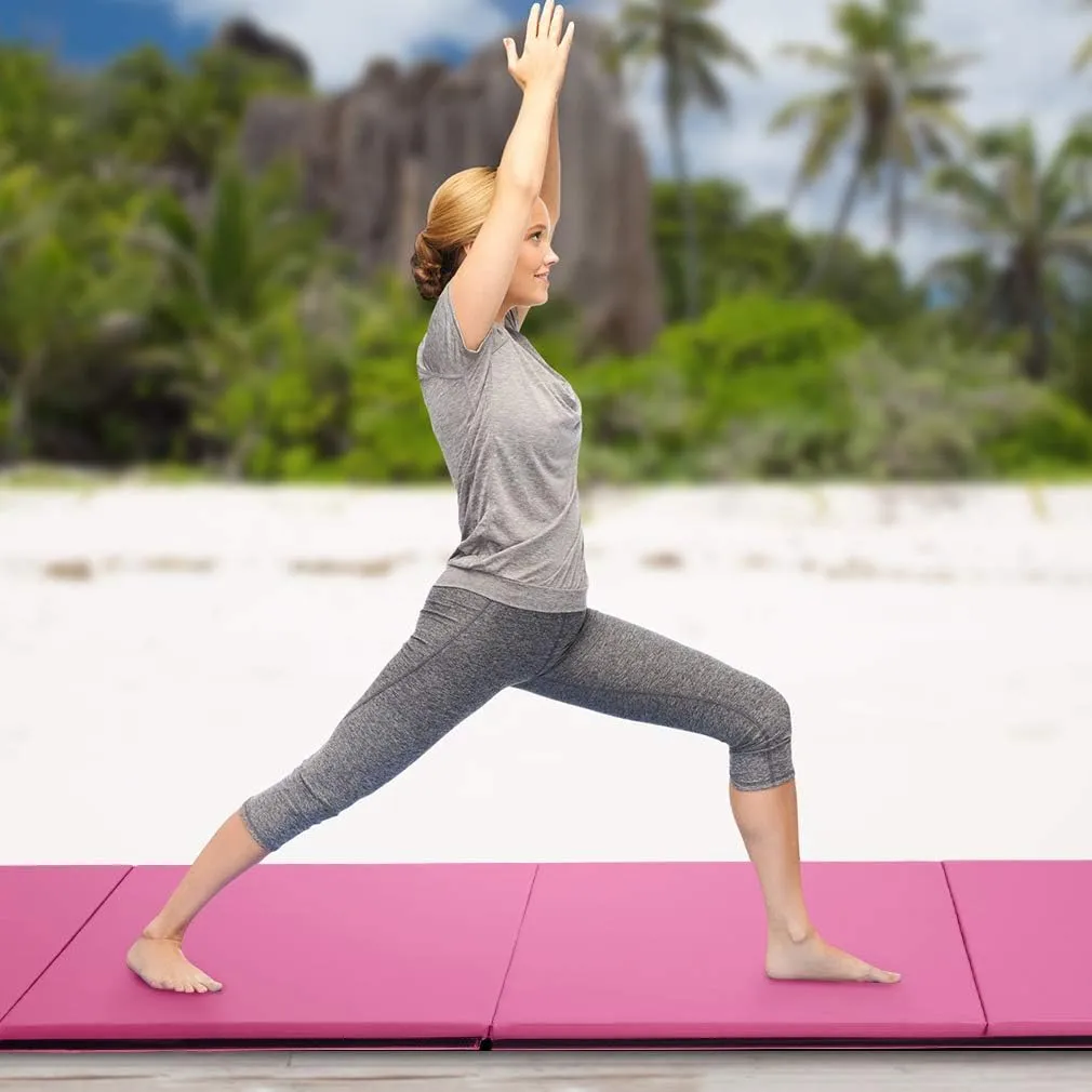 Tumbling Mats Gymnastics Tumbling Foldable Mats Foldable Yoga Mat Thick PU Leather Exercise Mat With Carrying Handles for home Workout outdoor Gymnastics Yoga Pilates