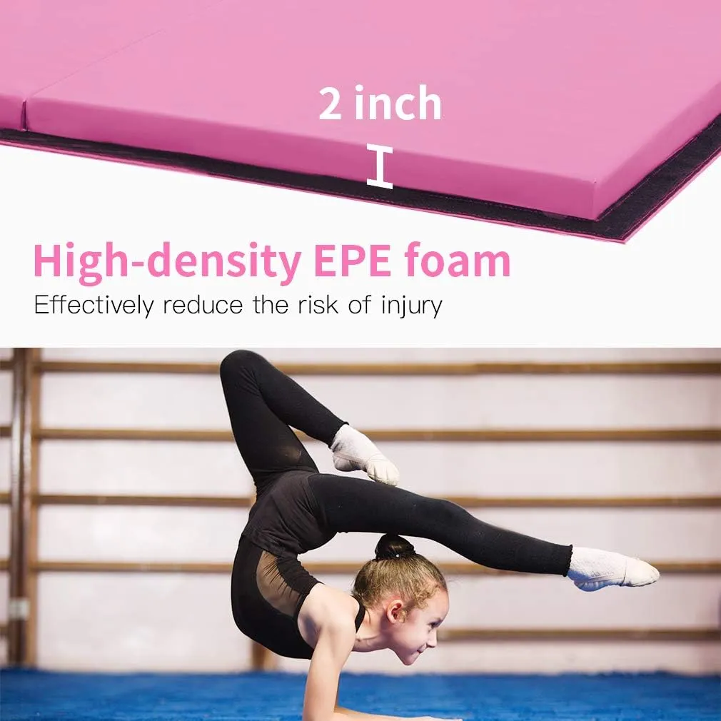 Tumbling Mats Gymnastics Tumbling Foldable Mats Foldable Yoga Mat Thick PU Leather Exercise Mat With Carrying Handles for home Workout outdoor Gymnastics Yoga Pilates
