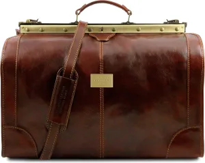 Tuscany Leather - Madrid - Gladstone Leather Bag - Large size Brown - TL1022/1