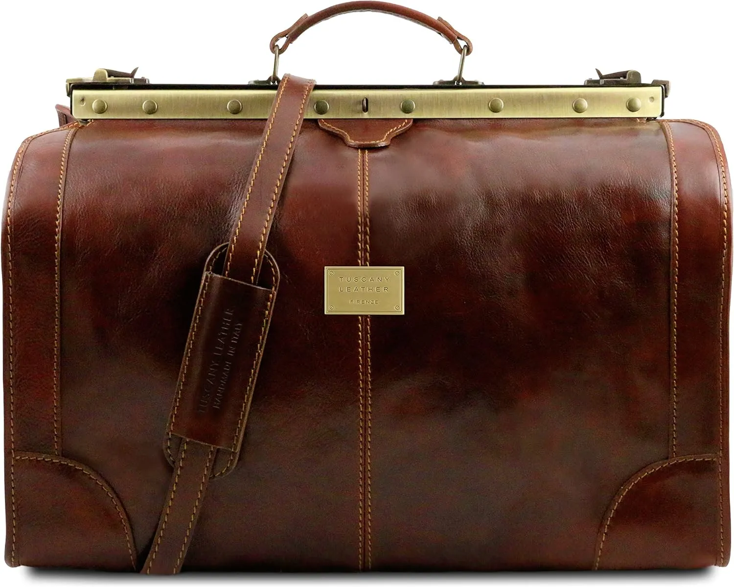 Tuscany Leather - Madrid - Gladstone Leather Bag - Large size Brown - TL1022/1