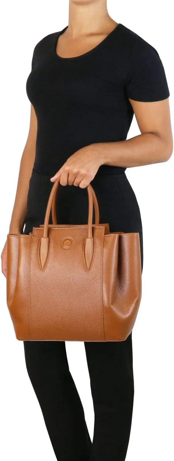 Tuscany Leather Tulipan Leather Handbag - TL141727 (Cognac)