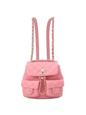 Two-pocket Gold Calfskin Backpack Light Hardware Exceptional Chanel Small Premium selection Pink