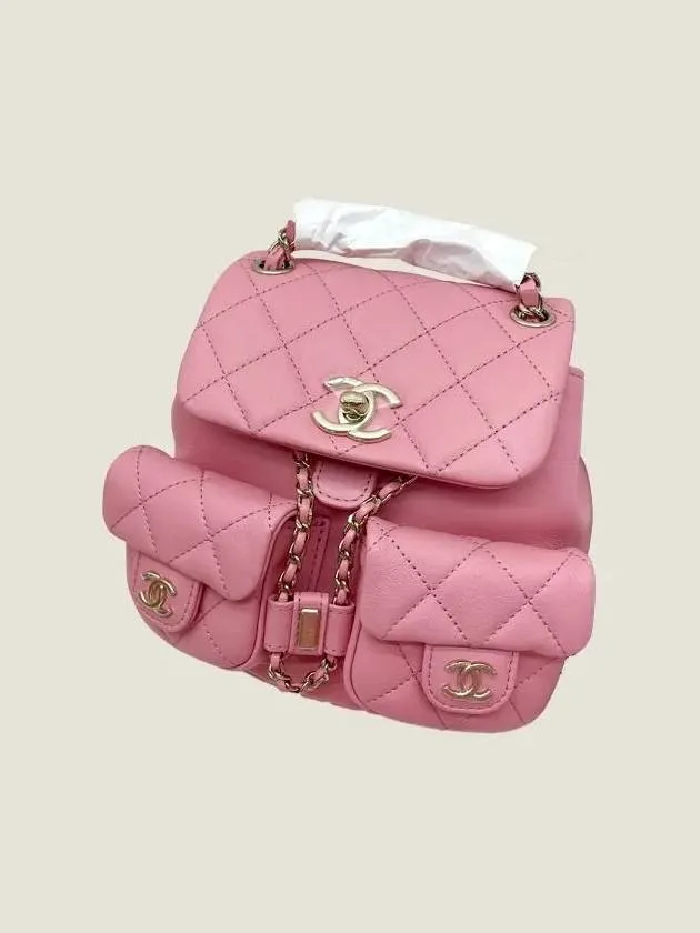 Two-pocket Gold Calfskin Backpack Light Hardware Exceptional Chanel Small Premium selection Pink