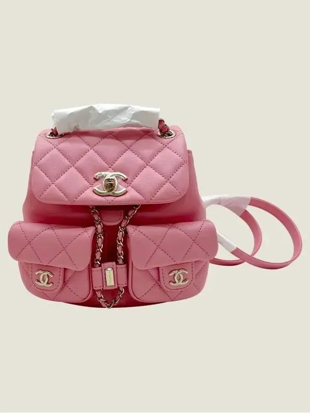Two-pocket Gold Calfskin Backpack Light Hardware Exceptional Chanel Small Premium selection Pink