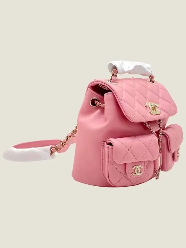 Two-pocket Gold Calfskin Backpack Light Hardware Exceptional Chanel Small Premium selection Pink