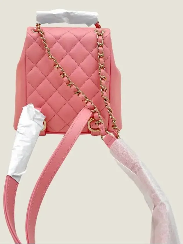 Two-pocket Gold Calfskin Backpack Light Hardware Exceptional Chanel Small Premium selection Pink