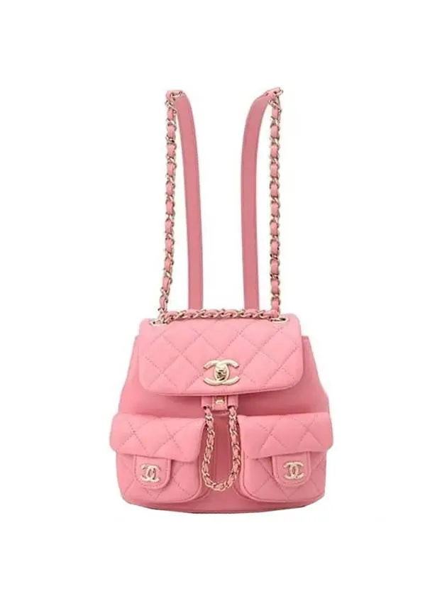 Two-pocket Gold Calfskin Backpack Light Hardware Exceptional Chanel Small Premium selection Pink