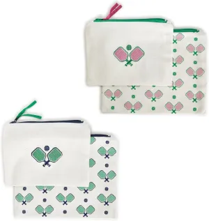 Two's Company Pickleball Assorted 4 Colors Multipurpose Pouches, 2 Styles per Set