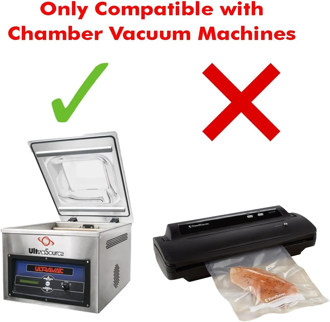UltraSource - Chamber Machine Pouches 3 Mil Thickness, 10 x 13 inches, Pack of 1000 Vacuum Chamber Pouches, BPA-Free Pre-Cut Chamber Vacuum Sealer Bags with Tear Notch
