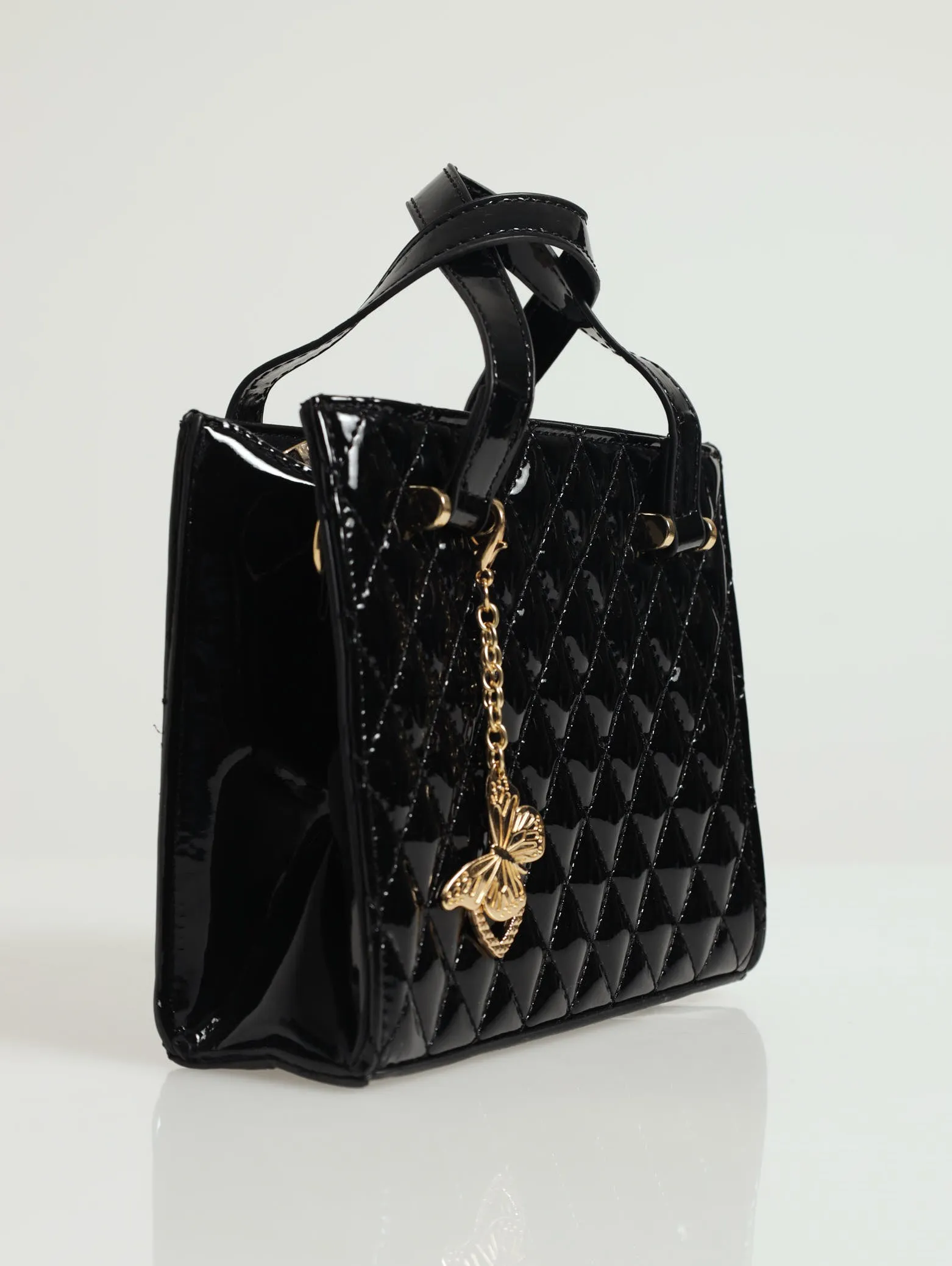 Updated Mini Tote With Heart Charm - Black