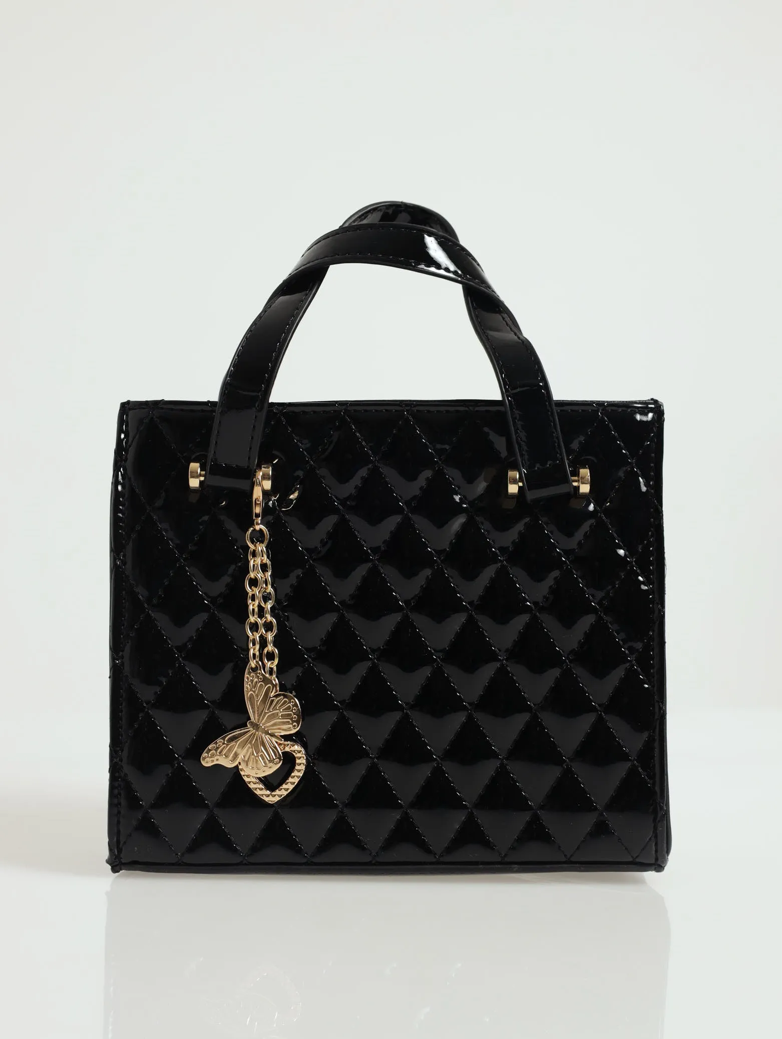 Updated Mini Tote With Heart Charm - Black
