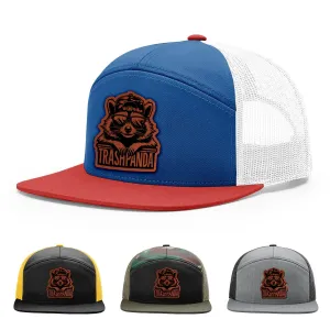 US Raccoon Head, Trash Panda, Garbage Swamp Anima, Woodland Street Cat Hat, 168 Style Trucker Leather Patch Hat for Men & Women, 7 Panel Baseball Cap with Snapback Enclosure