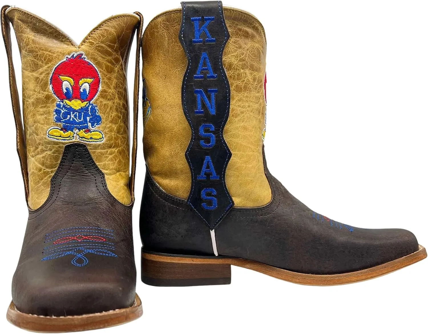 Vaccari Kids Dakota Genuine Leather University Mascot Embroidery Square Toe Officially Licensed Cowboy Toddler/Kids Boots