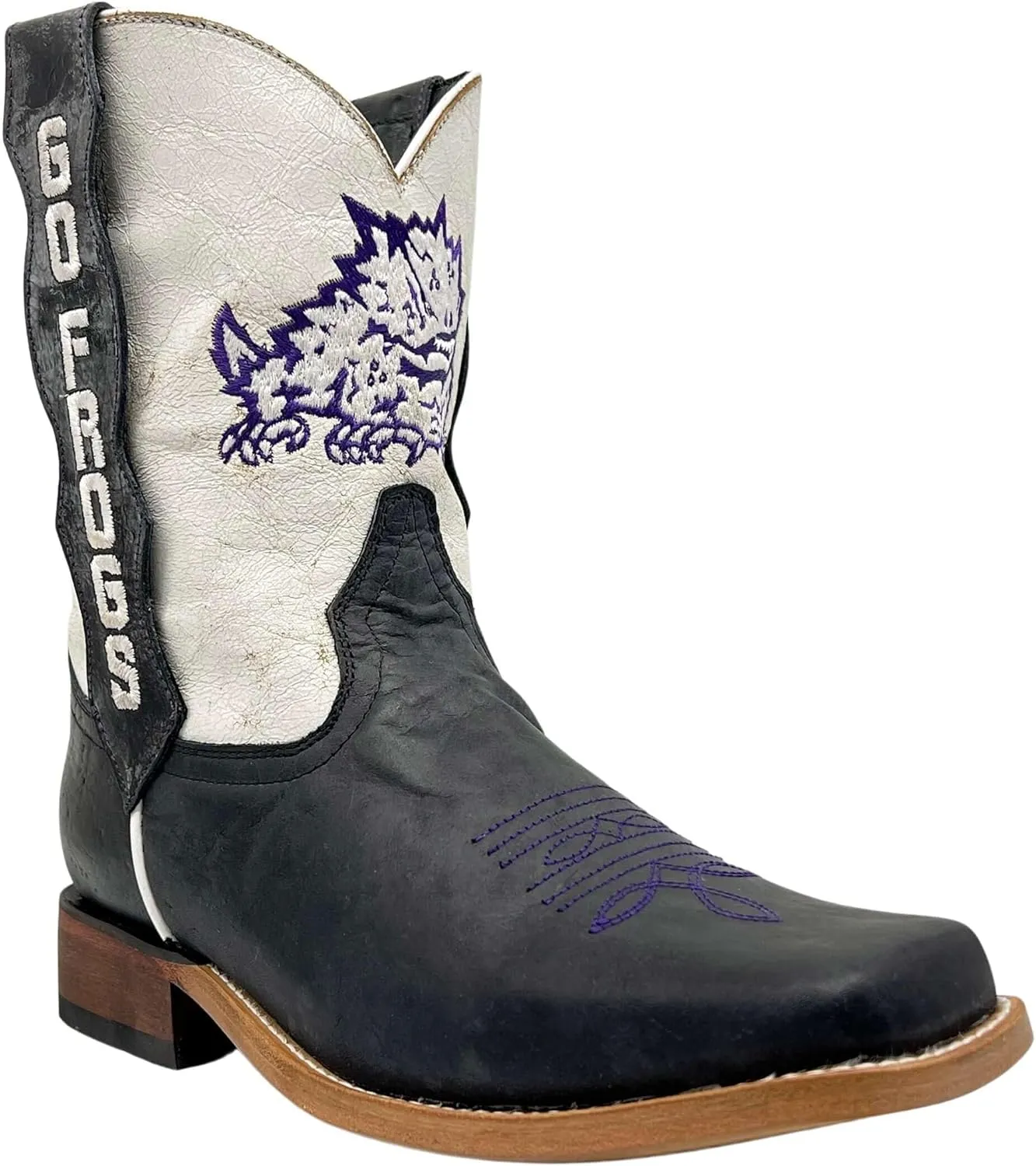 Vaccari Kids Dakota Genuine Leather University Mascot Embroidery Square Toe Officially Licensed Cowboy Toddler/Kids Boots