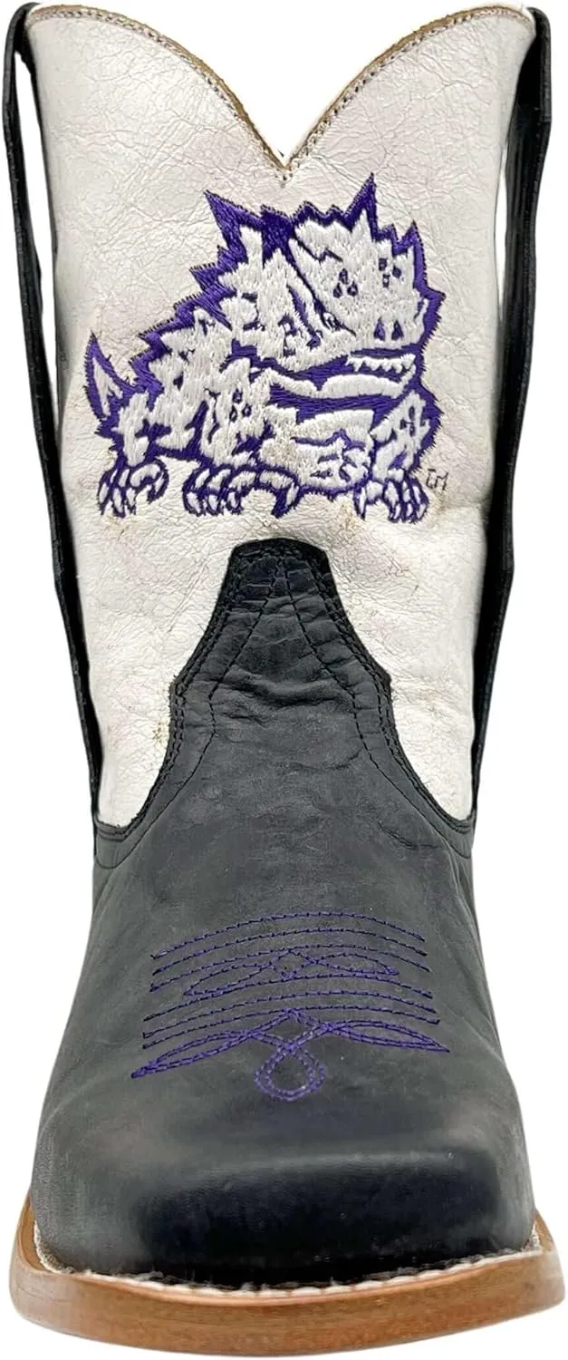 Vaccari Kids Dakota Genuine Leather University Mascot Embroidery Square Toe Officially Licensed Cowboy Toddler/Kids Boots
