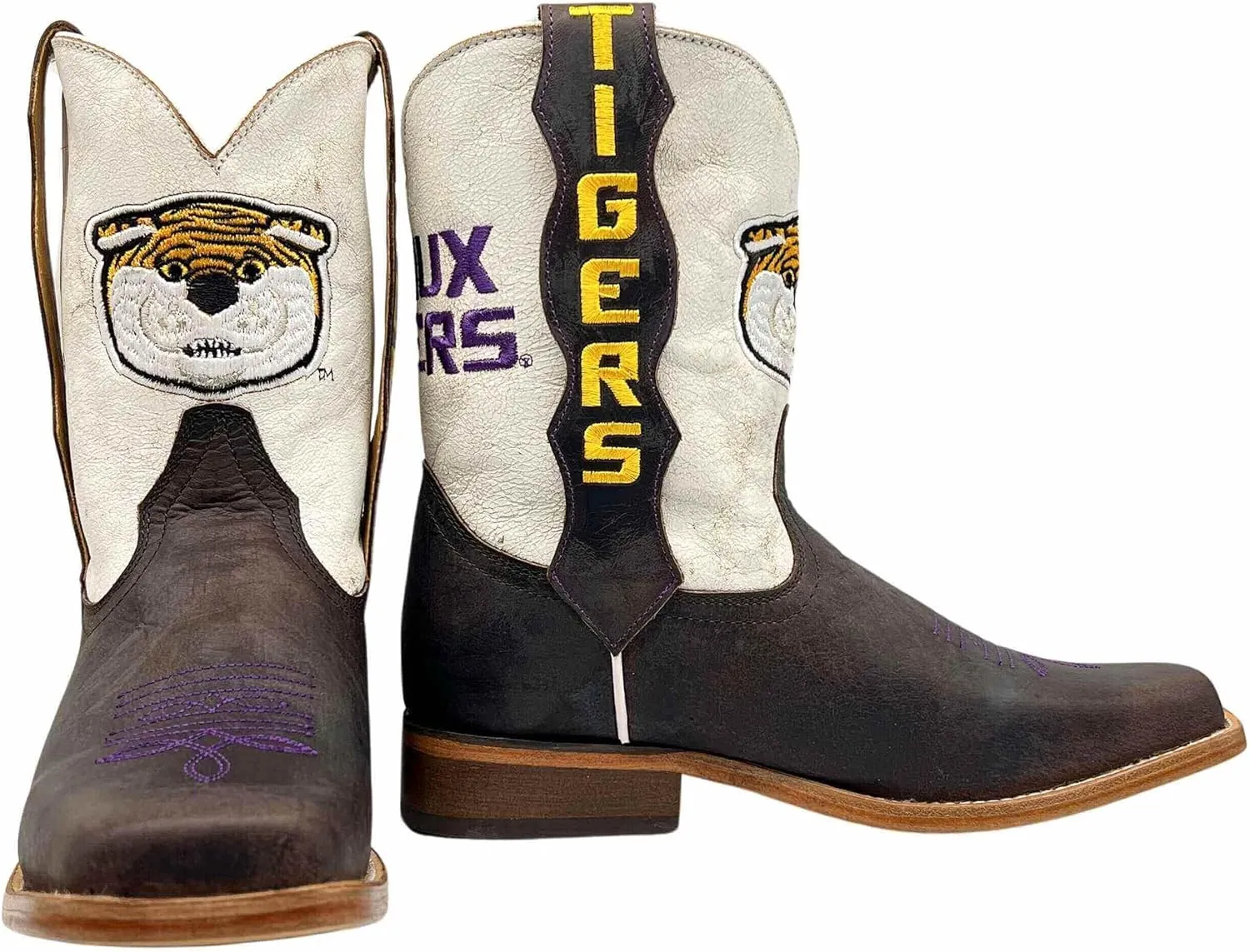 Vaccari Kids Dakota Genuine Leather University Mascot Embroidery Square Toe Officially Licensed Cowboy Toddler/Kids Boots