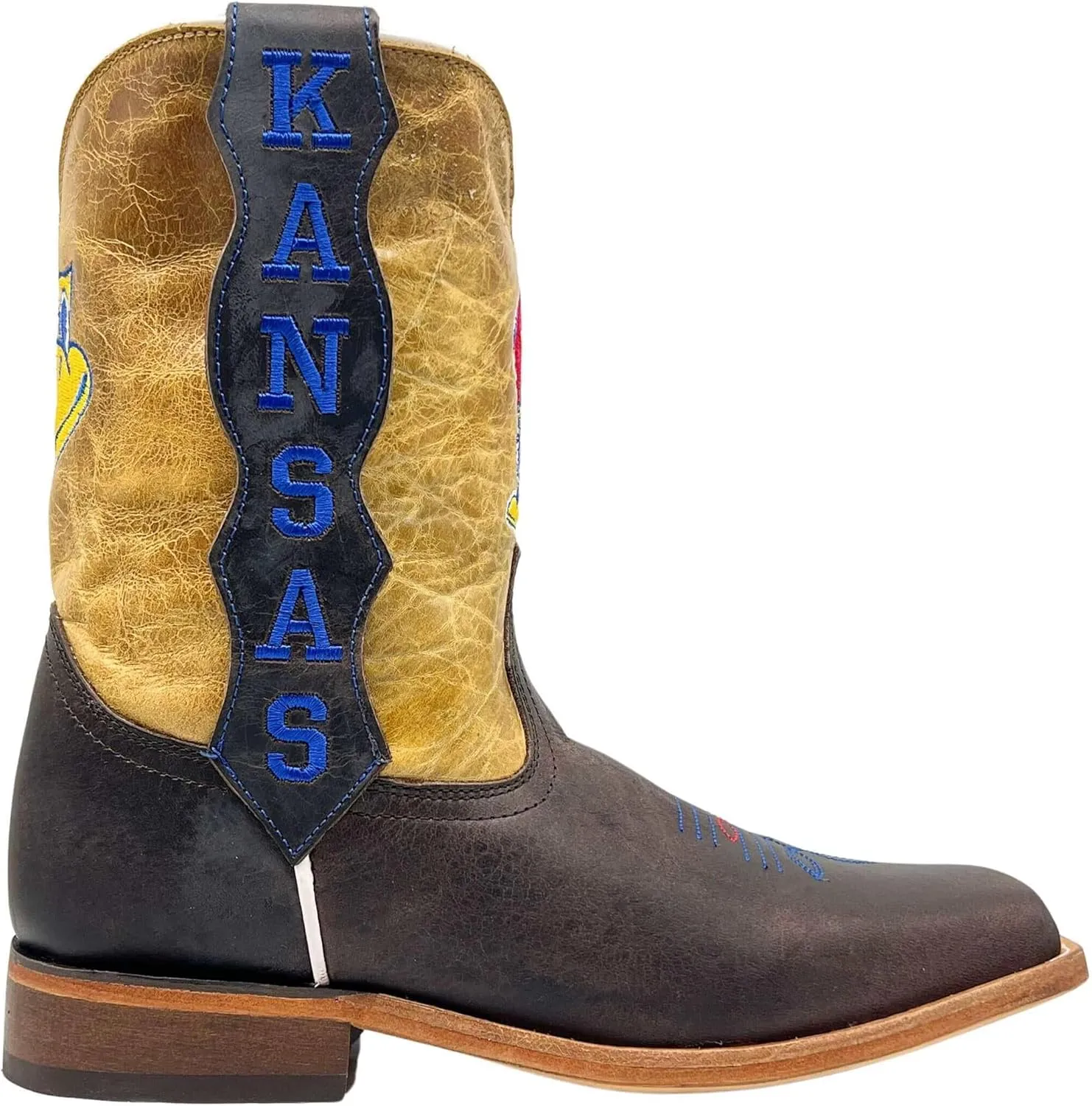 Vaccari Kids Dakota Genuine Leather University Mascot Embroidery Square Toe Officially Licensed Cowboy Toddler/Kids Boots
