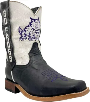 Vaccari Kids Dakota Genuine Leather University Mascot Embroidery Square Toe Officially Licensed Cowboy Toddler/Kids Boots