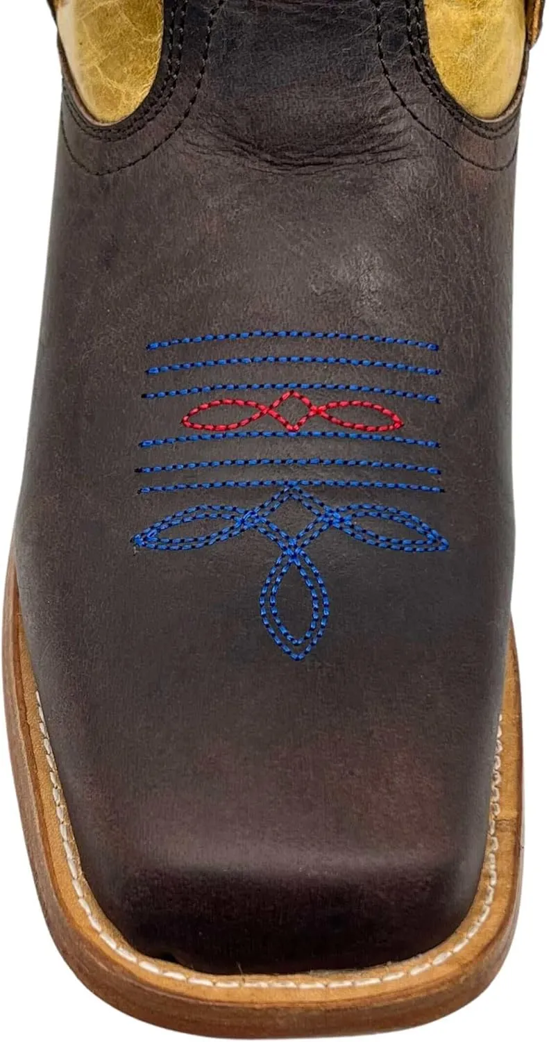 Vaccari Kids Dakota Genuine Leather University Mascot Embroidery Square Toe Officially Licensed Cowboy Toddler/Kids Boots