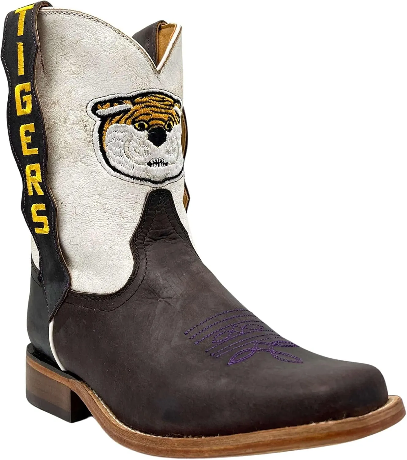 Vaccari Kids Dakota Genuine Leather University Mascot Embroidery Square Toe Officially Licensed Cowboy Toddler/Kids Boots