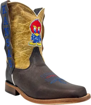 Vaccari Kids Dakota Genuine Leather University Mascot Embroidery Square Toe Officially Licensed Cowboy Toddler/Kids Boots