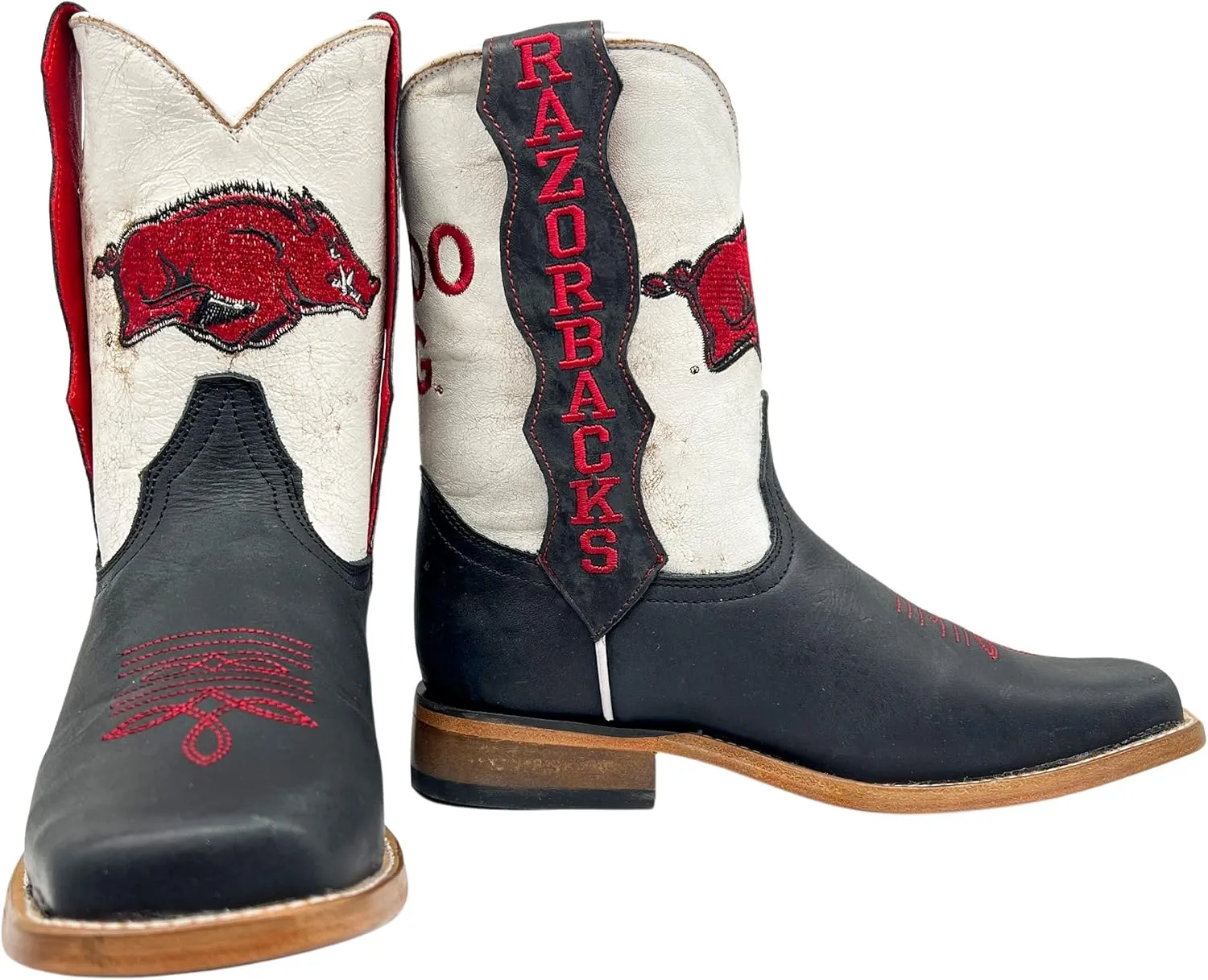 Vaccari Kids Dakota Genuine Leather University Mascot Embroidery Square Toe Officially Licensed Cowboy Toddler/Kids Boots