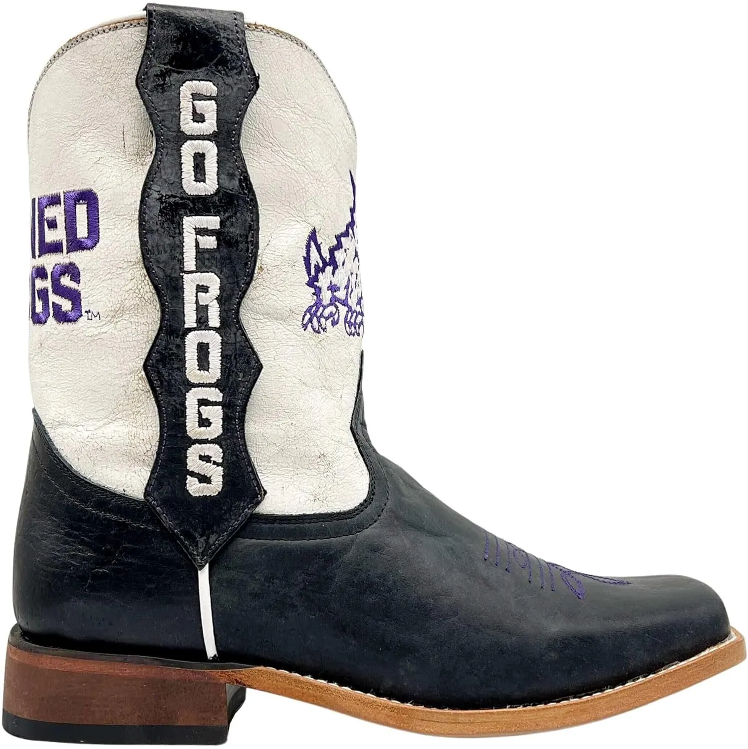 Vaccari Kids Dakota Genuine Leather University Mascot Embroidery Square Toe Officially Licensed Cowboy Toddler/Kids Boots