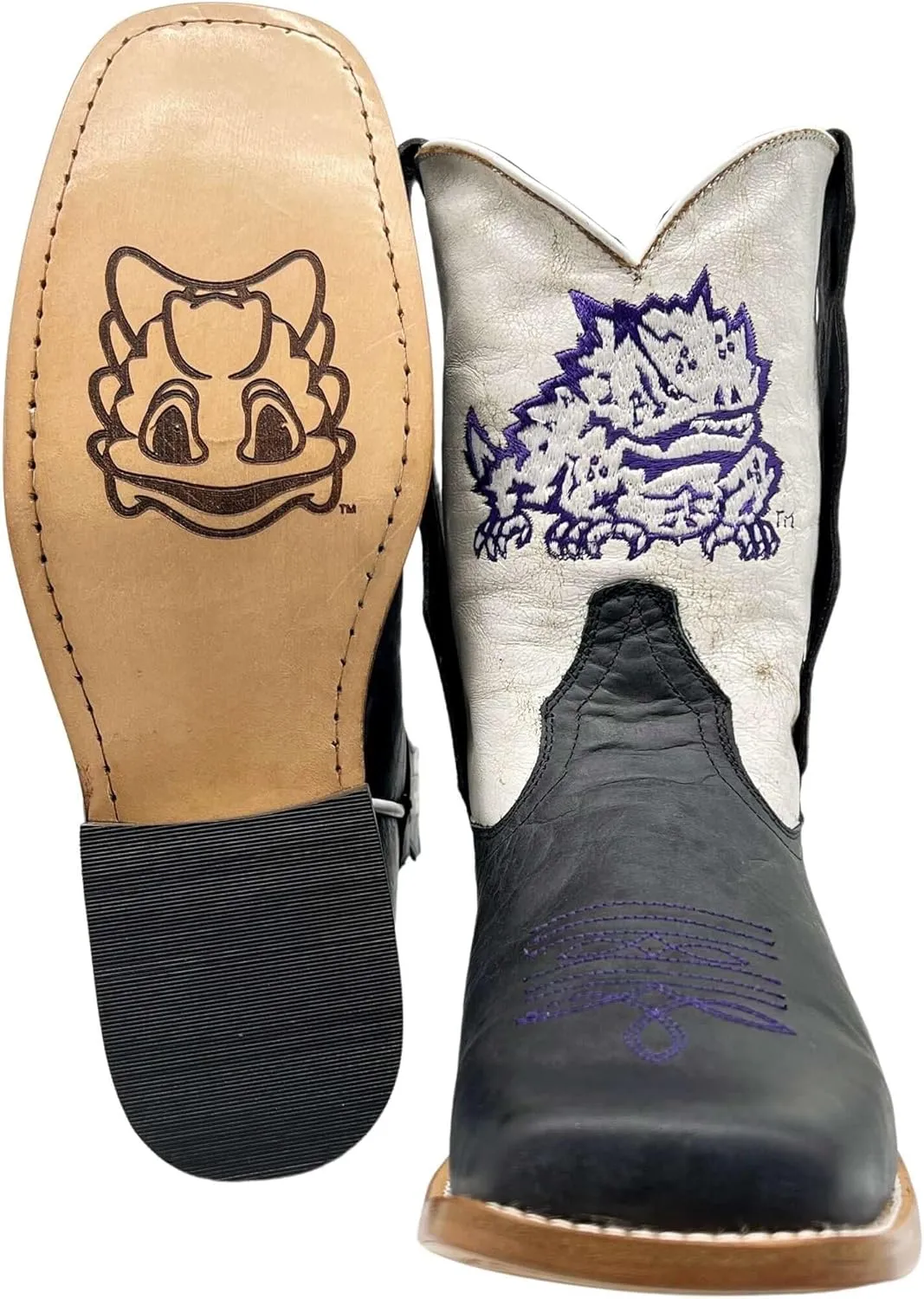 Vaccari Kids Dakota Genuine Leather University Mascot Embroidery Square Toe Officially Licensed Cowboy Toddler/Kids Boots