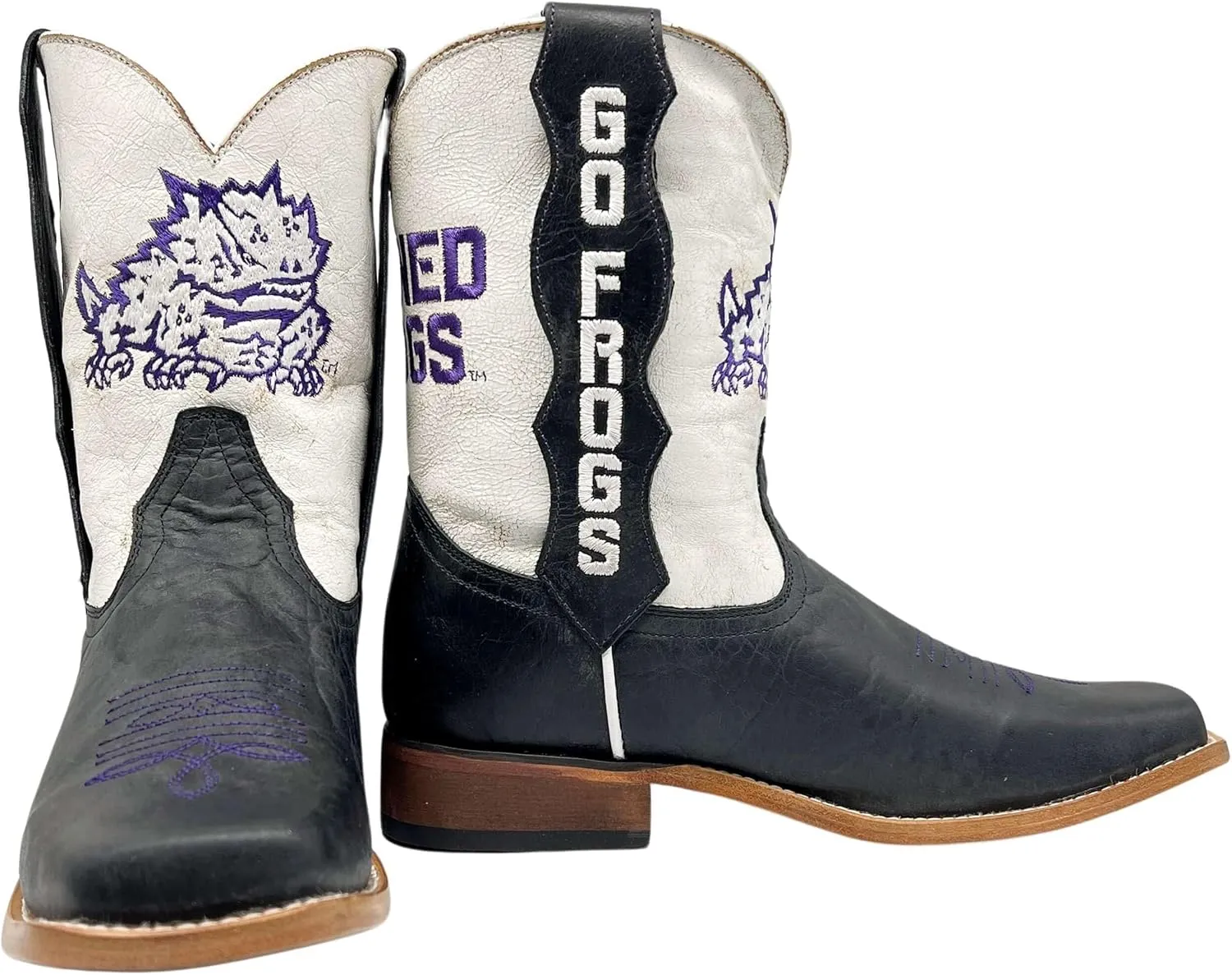 Vaccari Kids Dakota Genuine Leather University Mascot Embroidery Square Toe Officially Licensed Cowboy Toddler/Kids Boots