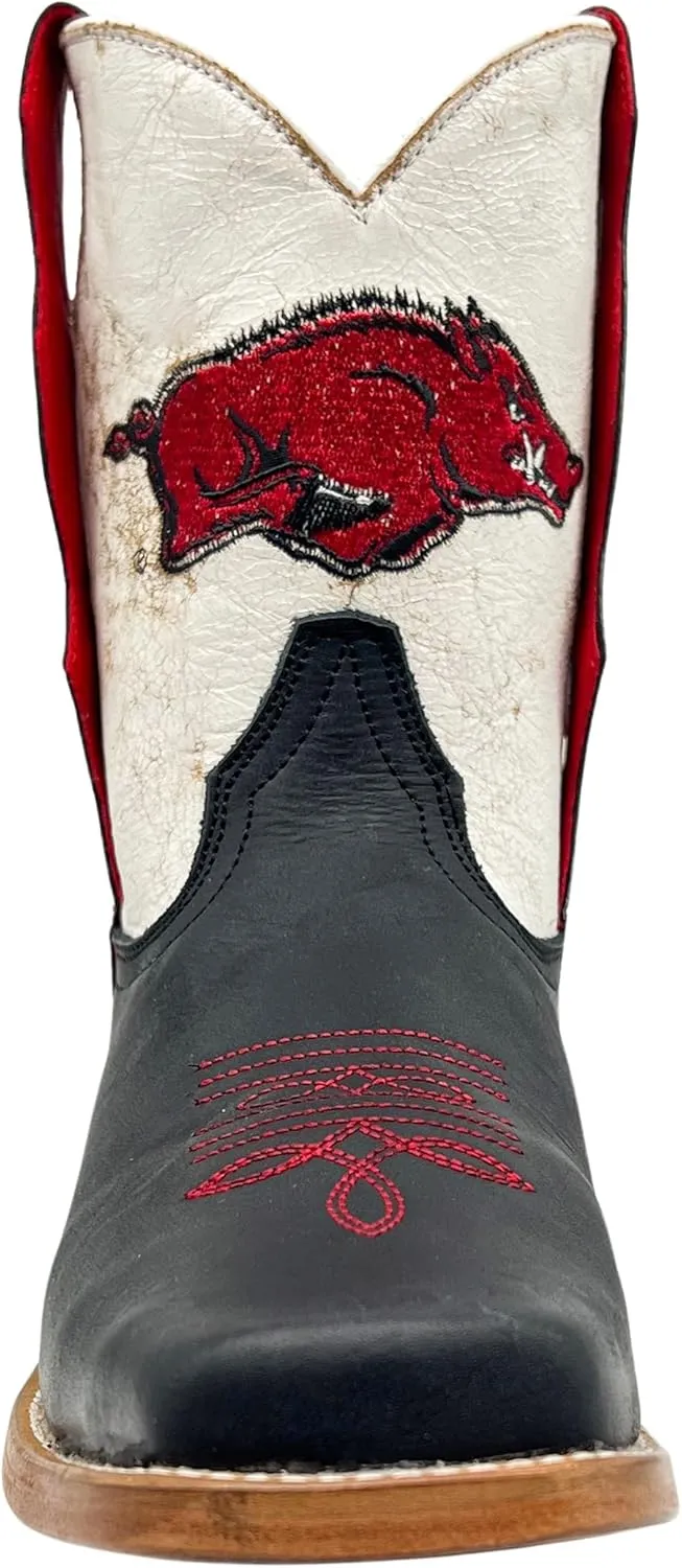 Vaccari Kids Dakota Genuine Leather University Mascot Embroidery Square Toe Officially Licensed Cowboy Toddler/Kids Boots