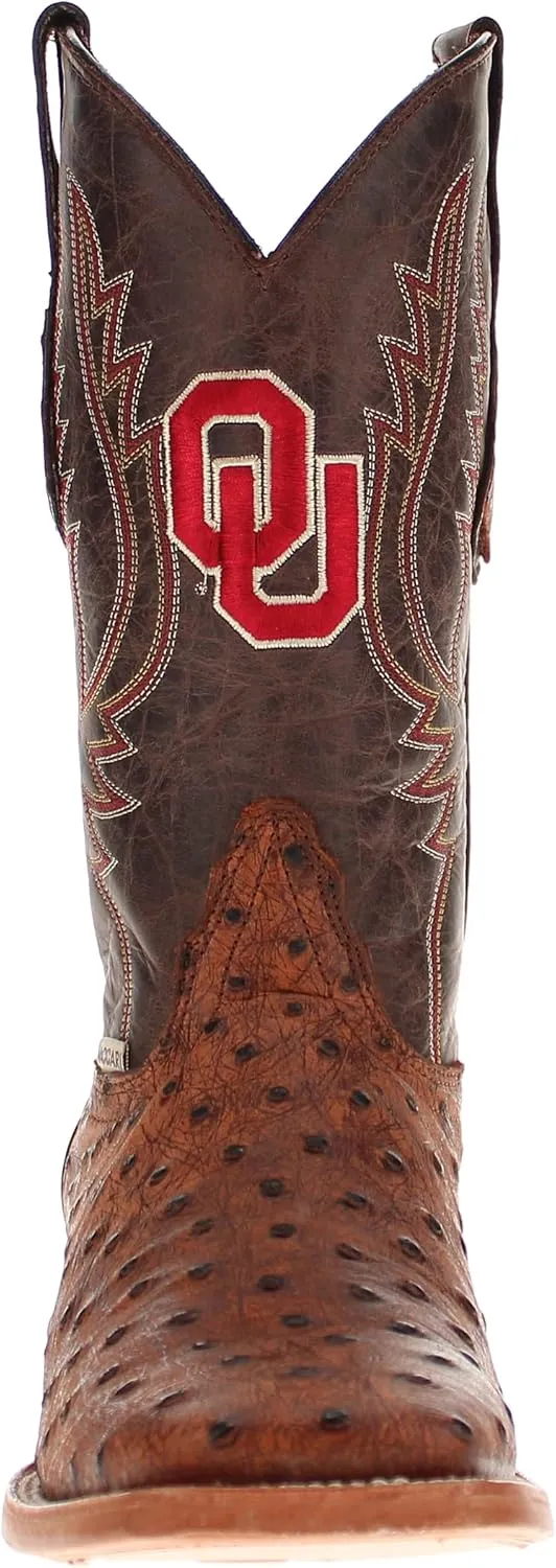 Vaccari Men's Cooper Genuine Exotic Print Leather & NCAA League Embroidery Broad Square Toe Cowboy Boots