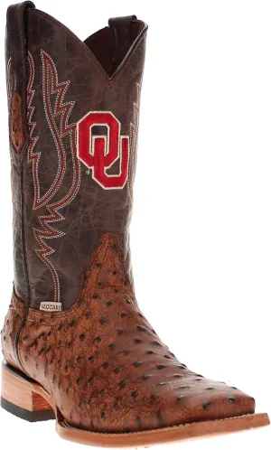 Vaccari Men's Cooper Genuine Exotic Print Leather & NCAA League Embroidery Broad Square Toe Cowboy Boots