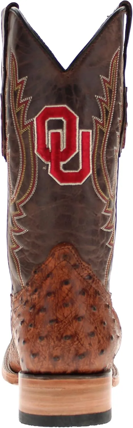 Vaccari Men's Cooper Genuine Exotic Print Leather & NCAA League Embroidery Broad Square Toe Cowboy Boots