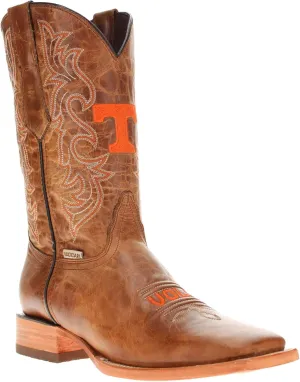 Vaccari Men's Luke Genuine Leather Collegiate Embroidery Broad Square Toe Cowboy Boots