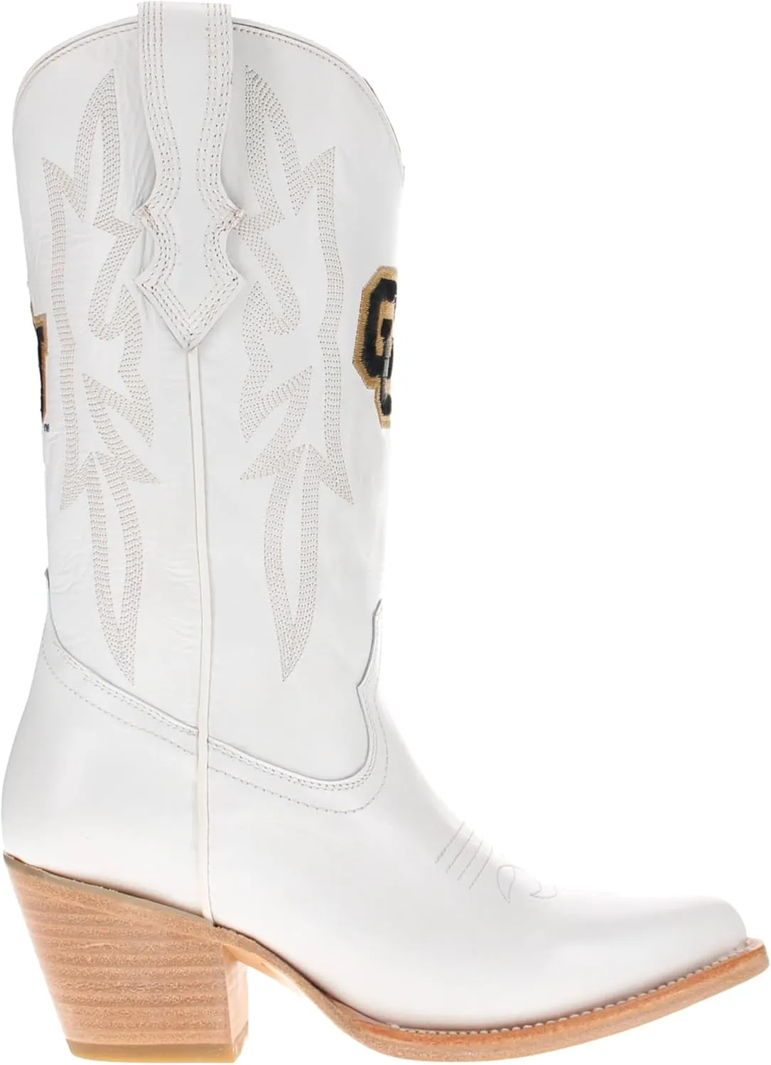 Vaccari Women's Leighton Genuine Leather Collegiate Embroidery Pointed Toe Cowgirl Boots